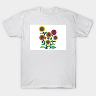 Sunflower Spirals: a handmade spirograph collage print T-Shirt